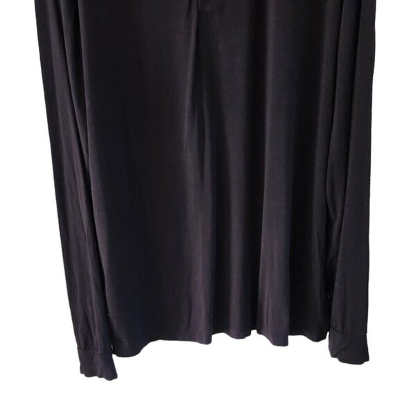 Eberjey Black Long Top Sleep Shirt Pajama 1/4 Button Front Women Size L - Picture 3 of 7